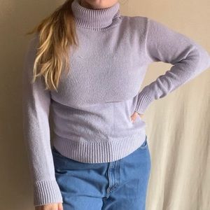 Lilac Knit Silk Turtleneck Sweater